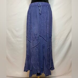 Vintage Channa Boho Patchwork Embroidered Sequin Maxi Skirt Frill Hem